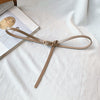 Double side round gold buckle light khaki