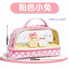 Portable double-layer transparent pencil case-pink two bunnies