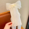 4#pearl bow ribbon hair clip-fairy white