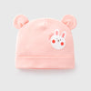 Pink rabbit with cartoon ears and round hat / one size 0-3 months