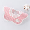 Lace embroidered bib rose red bunny