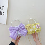 New children's fashion small fragrance Aisha princess bag little girl pearl portable crossbody bag baby net red bag