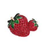 Cross-border European and American full-diamond double strawberry brooch, fashionable and versatile alloy fruit corsage accessories accessories wholesale pins