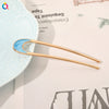 Alloy drip oil u-shaped hairpin-crescent blue / qiyue factory direct sales