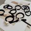 Pearl bow tie seamless hair ties-set of 11