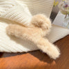 2# solid color plush grab clip - khaki