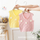 Children's Vest Girls Sweater Cardigan Western Style 2023 New Baby Autumn Clothing Children's Fried Street Baby Knitted Vest