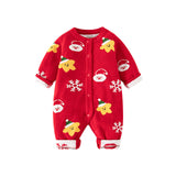 Babuyu's new Christmas sweater baby class A knitted baby jumpsuit autumn and winter pure cotton baby Christmas dress