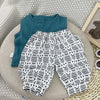 V-neck impression suit gray blue / 80 cm