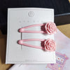 2#pink camellia hair clip-2pcs
