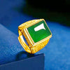 Gold green rectangle ring / adjustable opening