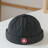 Embroidered letter a black / 5 months-3 years old (hat circumference 45-51cm)