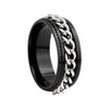 Black ring + silver chain / number 5