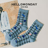 Blue gray plaid / boneless head one size 34-39