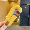 3#large fabric smiling face hairpin-yellow