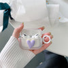 Box earphone cover-two-color crooked heart-with white circle-transparent / airpods 1/2 generation