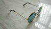 Silver frame blue film